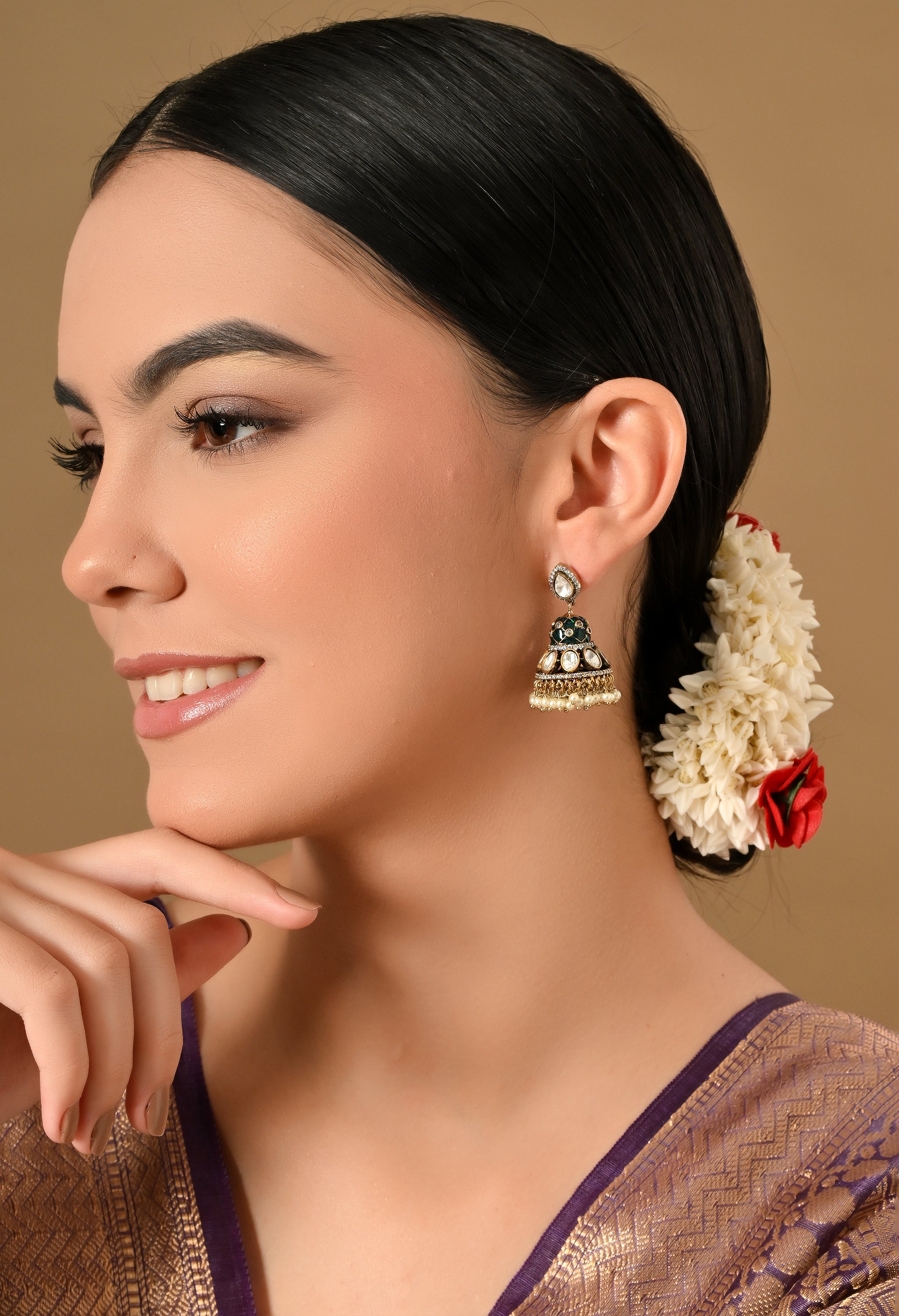 Elegant Royal Green Jhumka Earrings