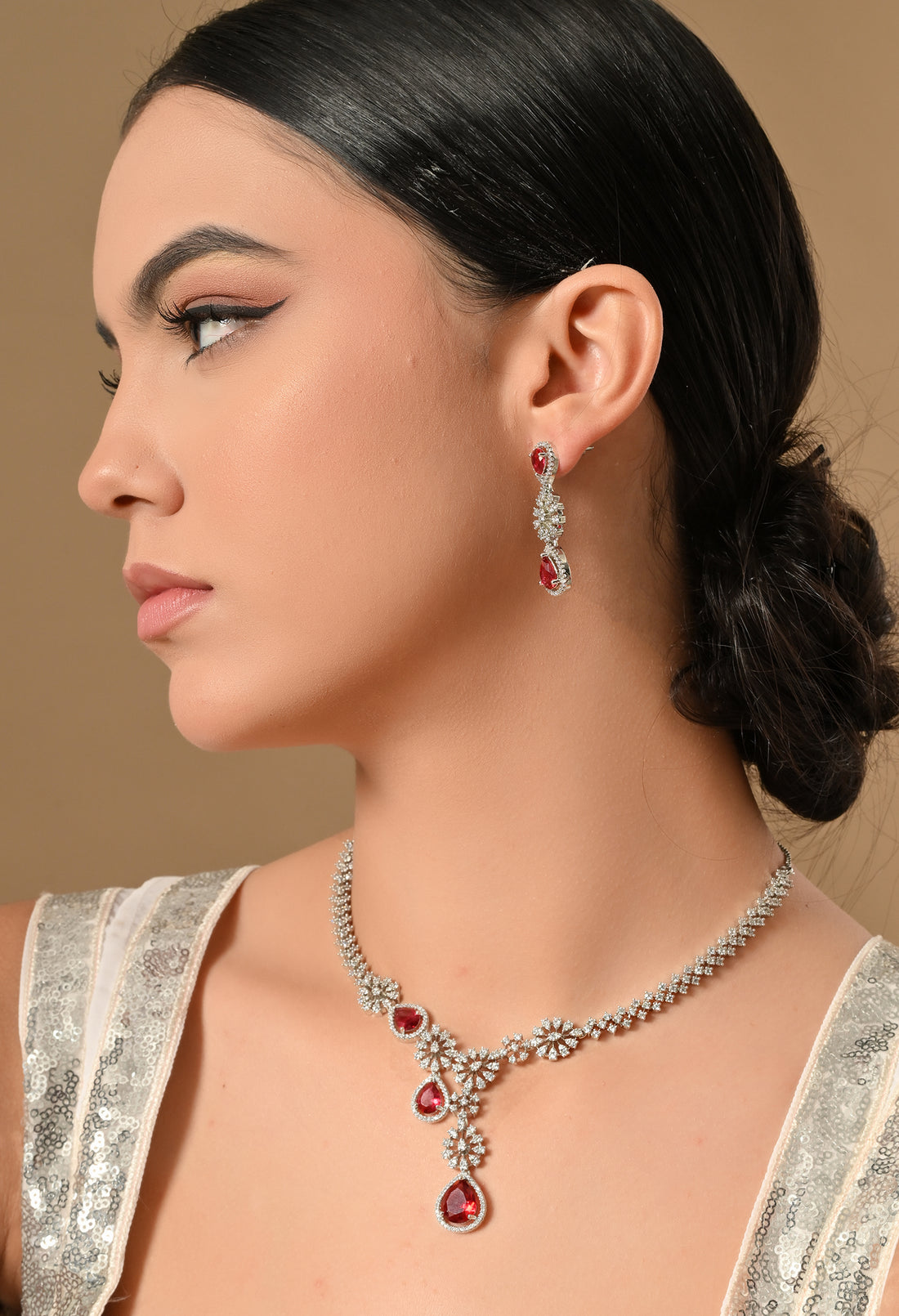 Glistening Ruby Floral Elegance Set