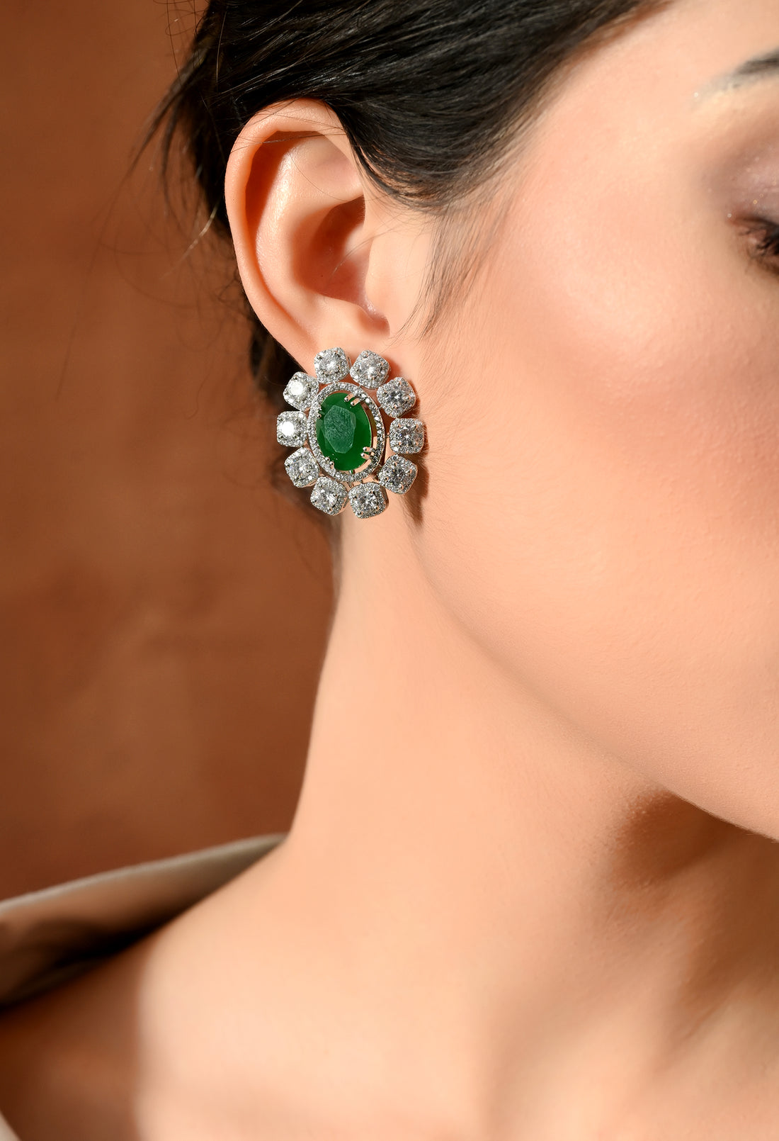 Timeless Spark Green Stone Earrings