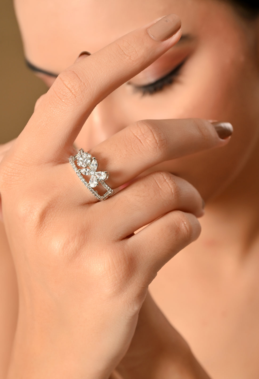 Sparkling Silver Royal Butterfly Ring