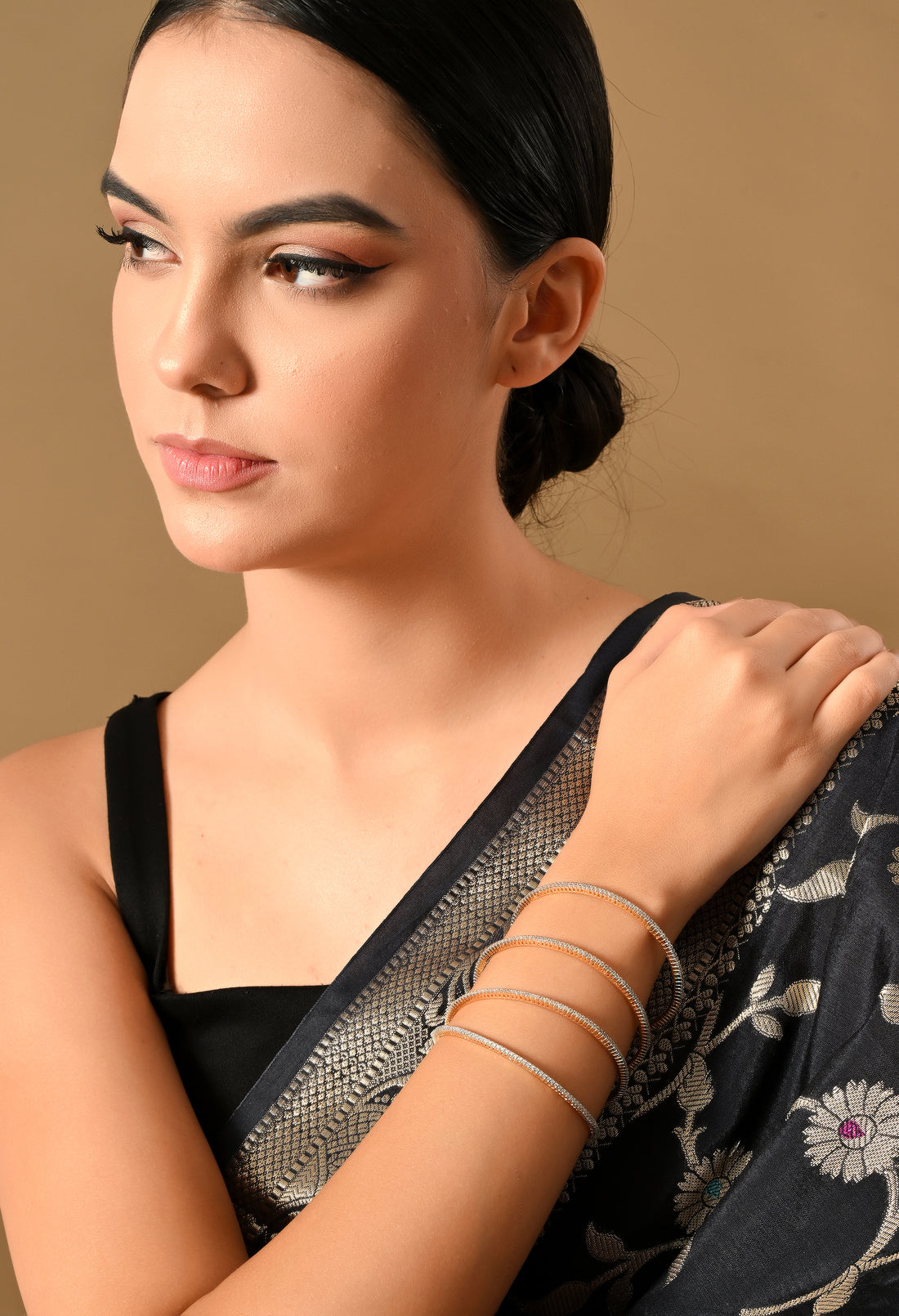 Enchanting Diamond-Studded Bangle Set