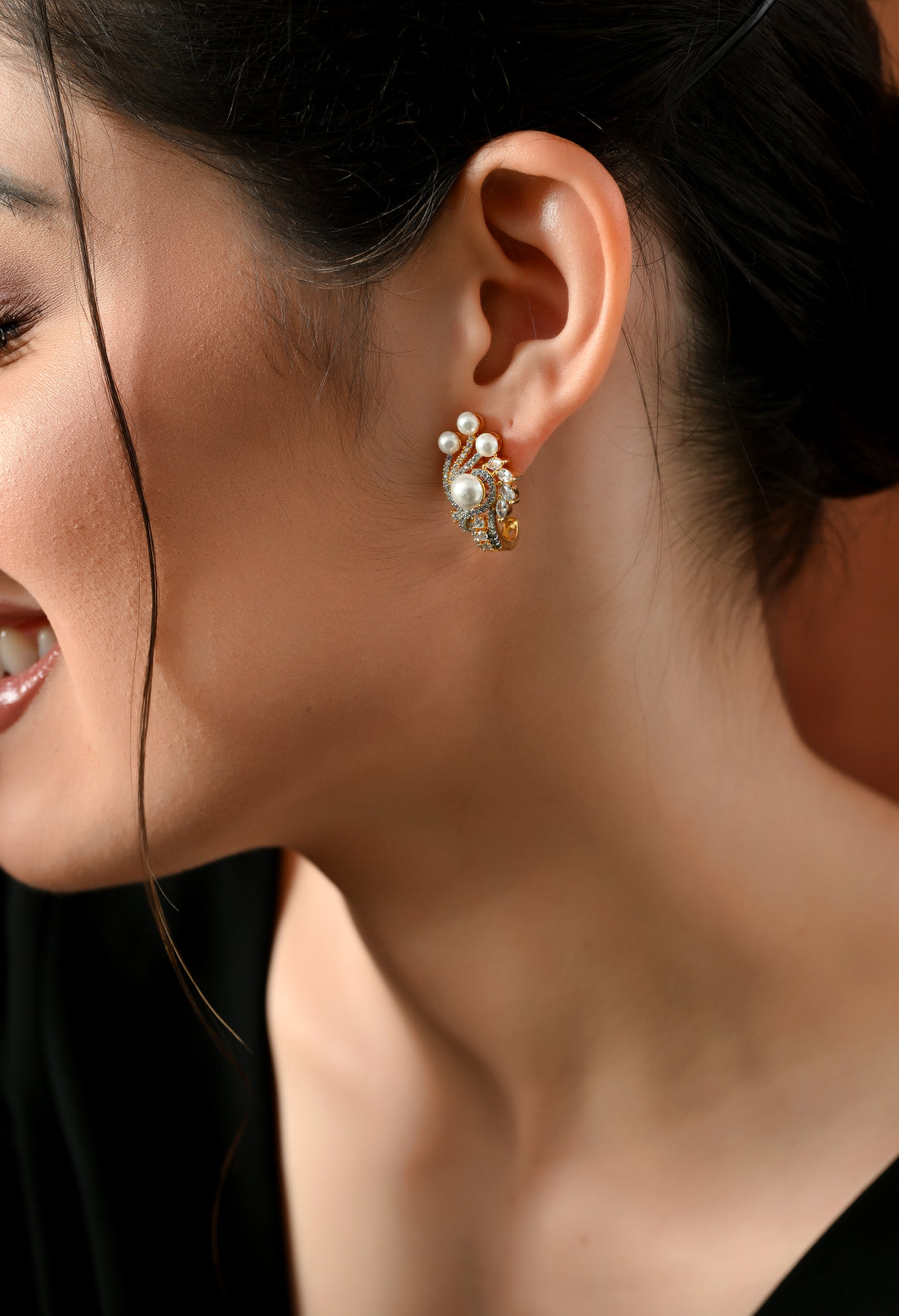 Golden Pearl Cluster Earrings