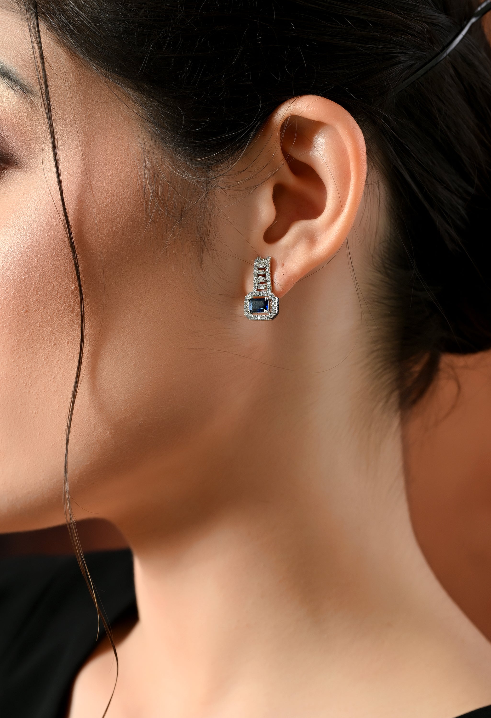 Midnight Blue Sparkling Drop Earrings