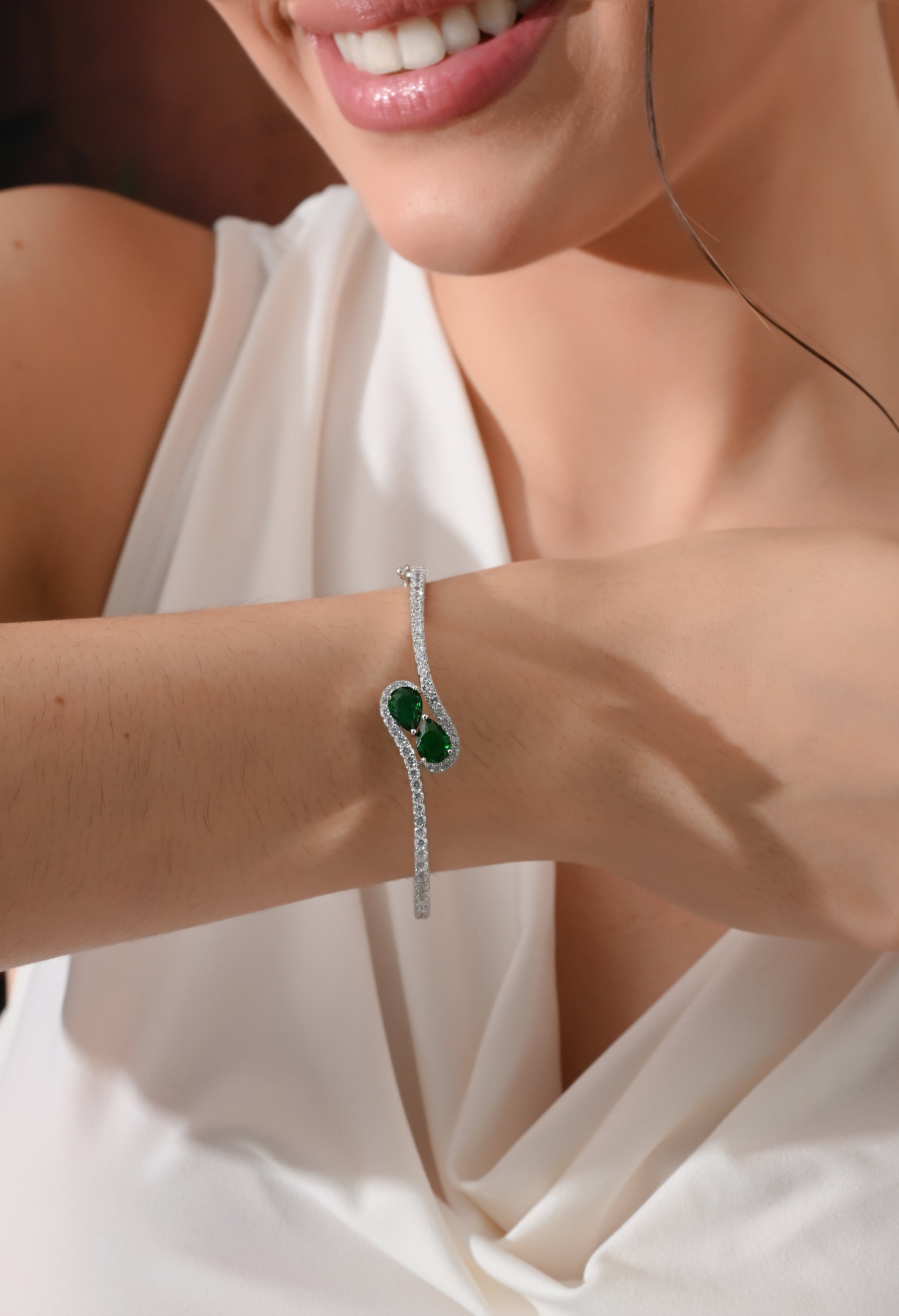 Emerald Elegance Sparkle Charm Bracelet