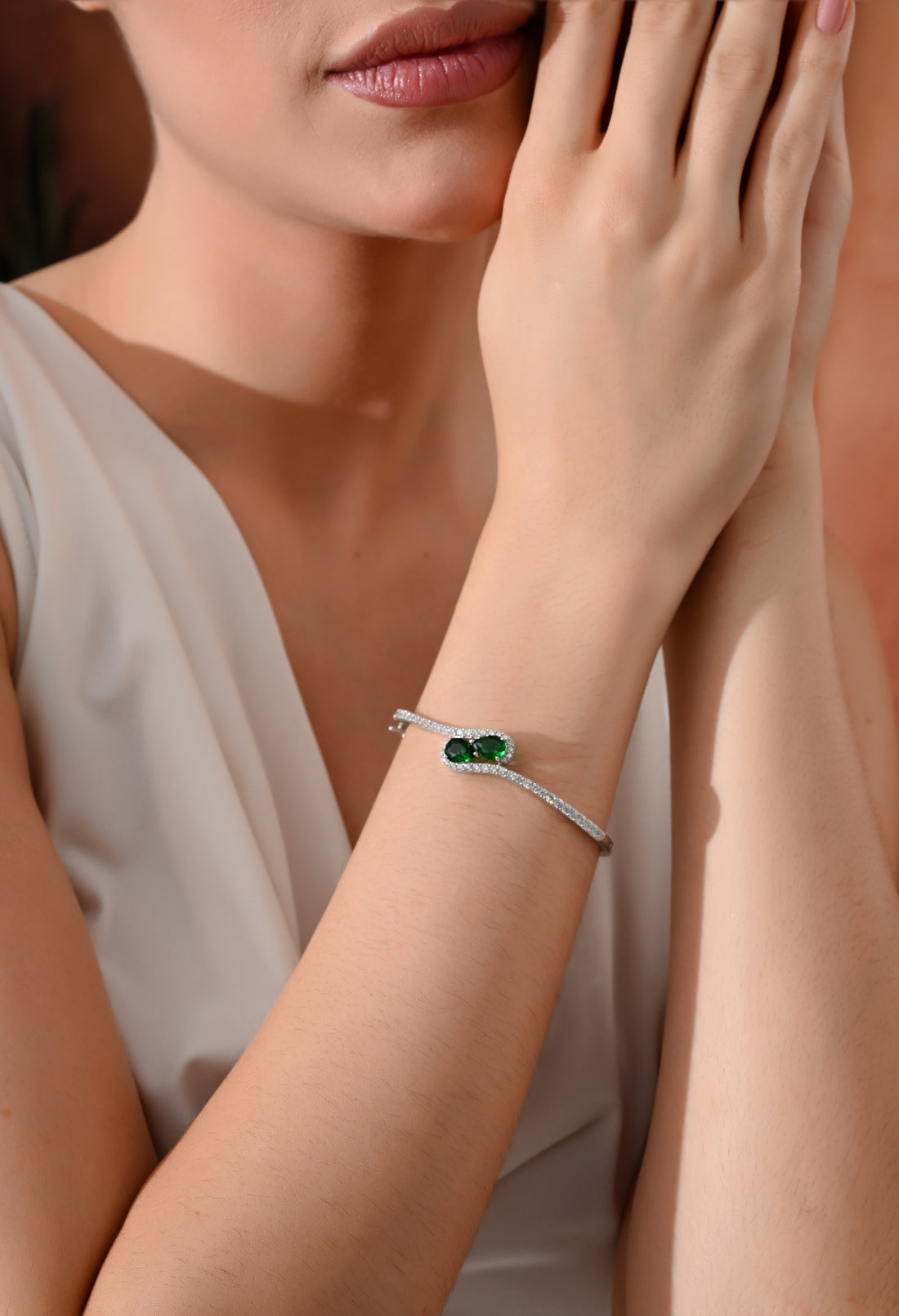 Emerald Elegance Sparkle Charm Bracelet