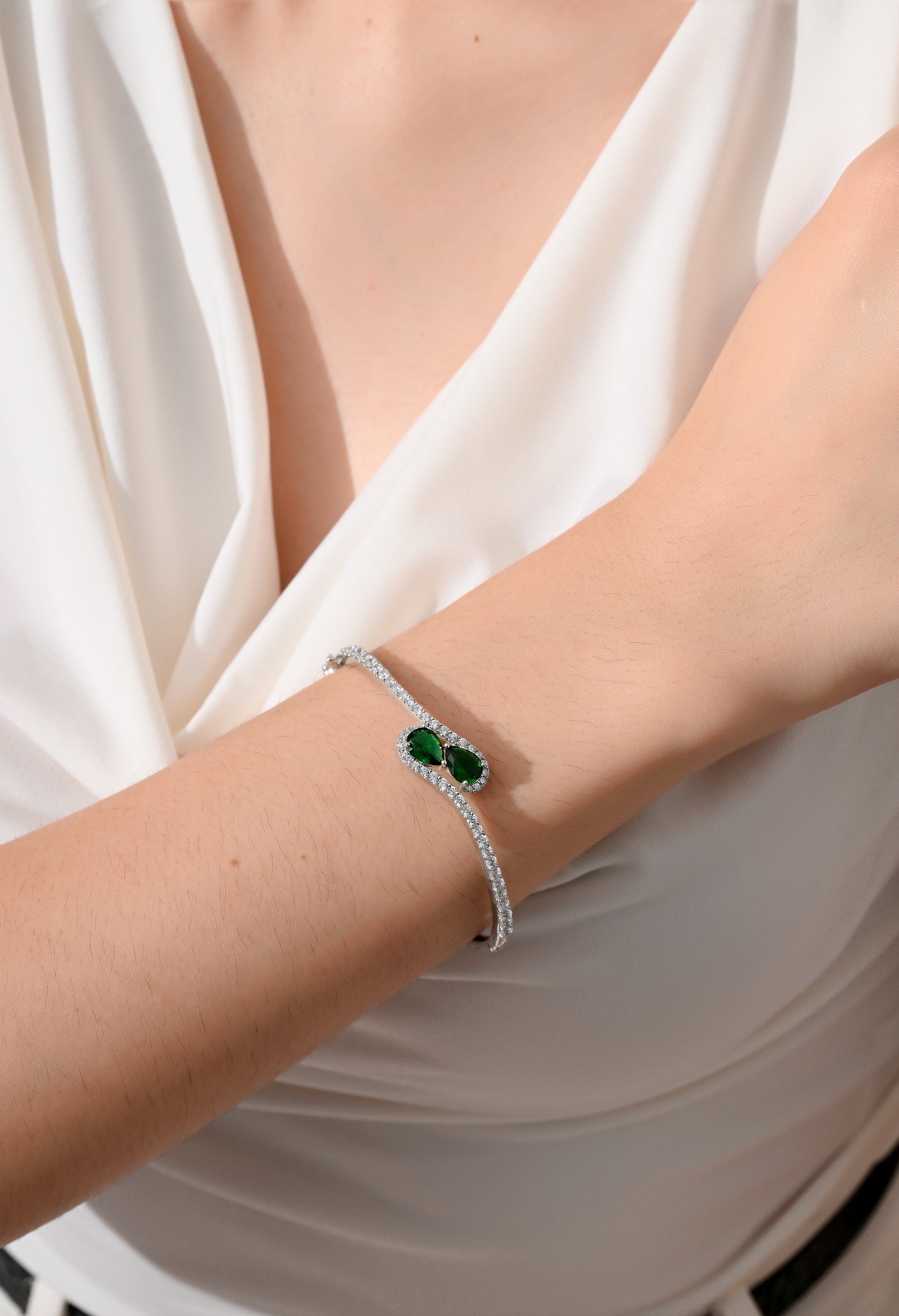 Emerald Elegance Sparkle Charm Bracelet
