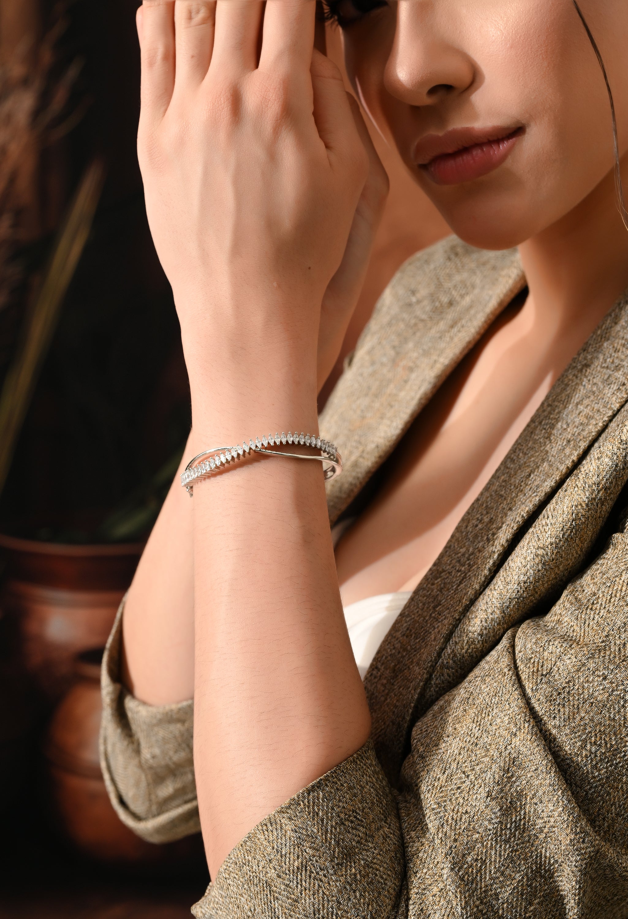 Elegant Silver Twisted Cuff Bracelet