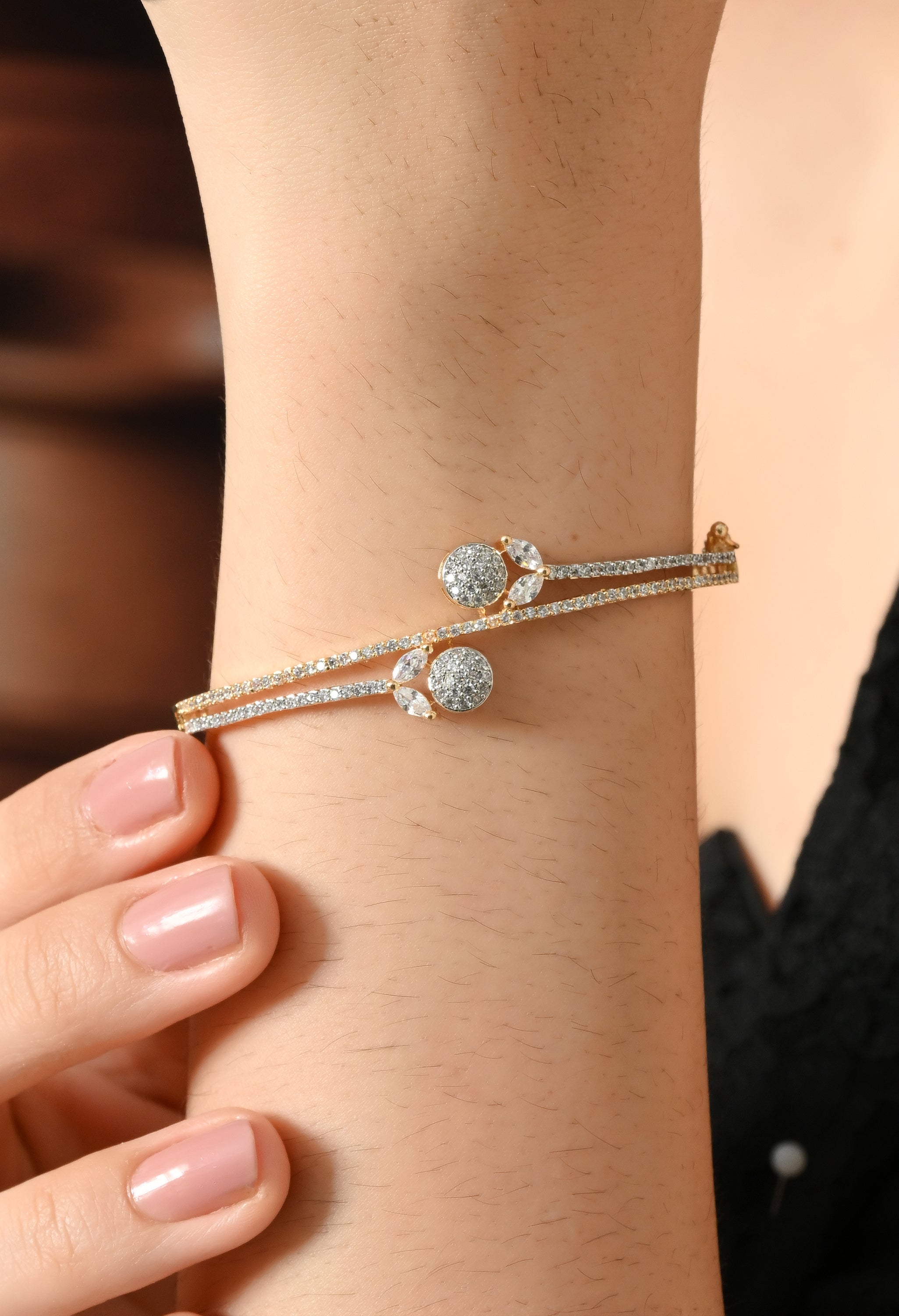 Sparkling Elegance Two-Dot Bracelet