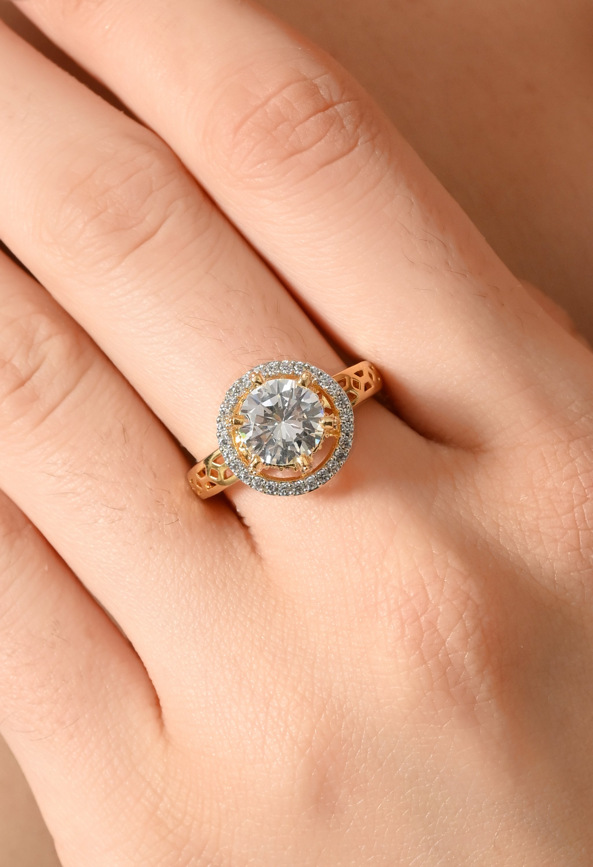 Radiant Sparkle Solitaire Gold Ring