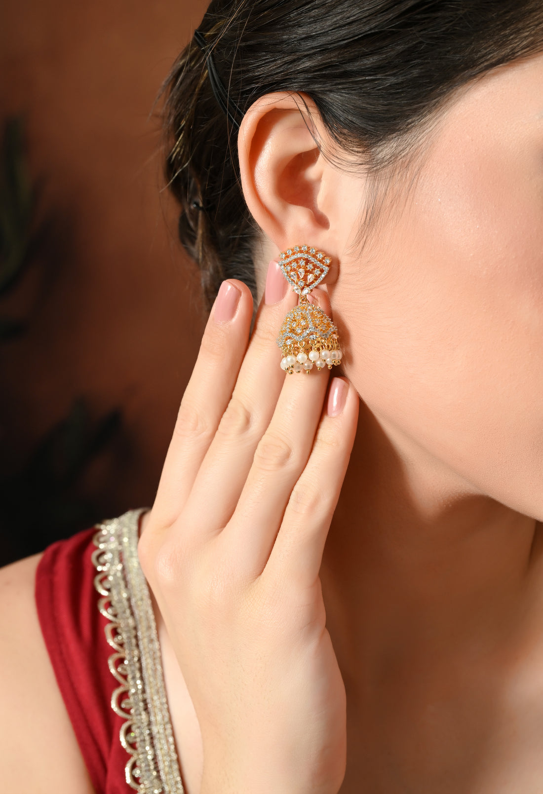 Royal Glow Golden Jhumka Earrings