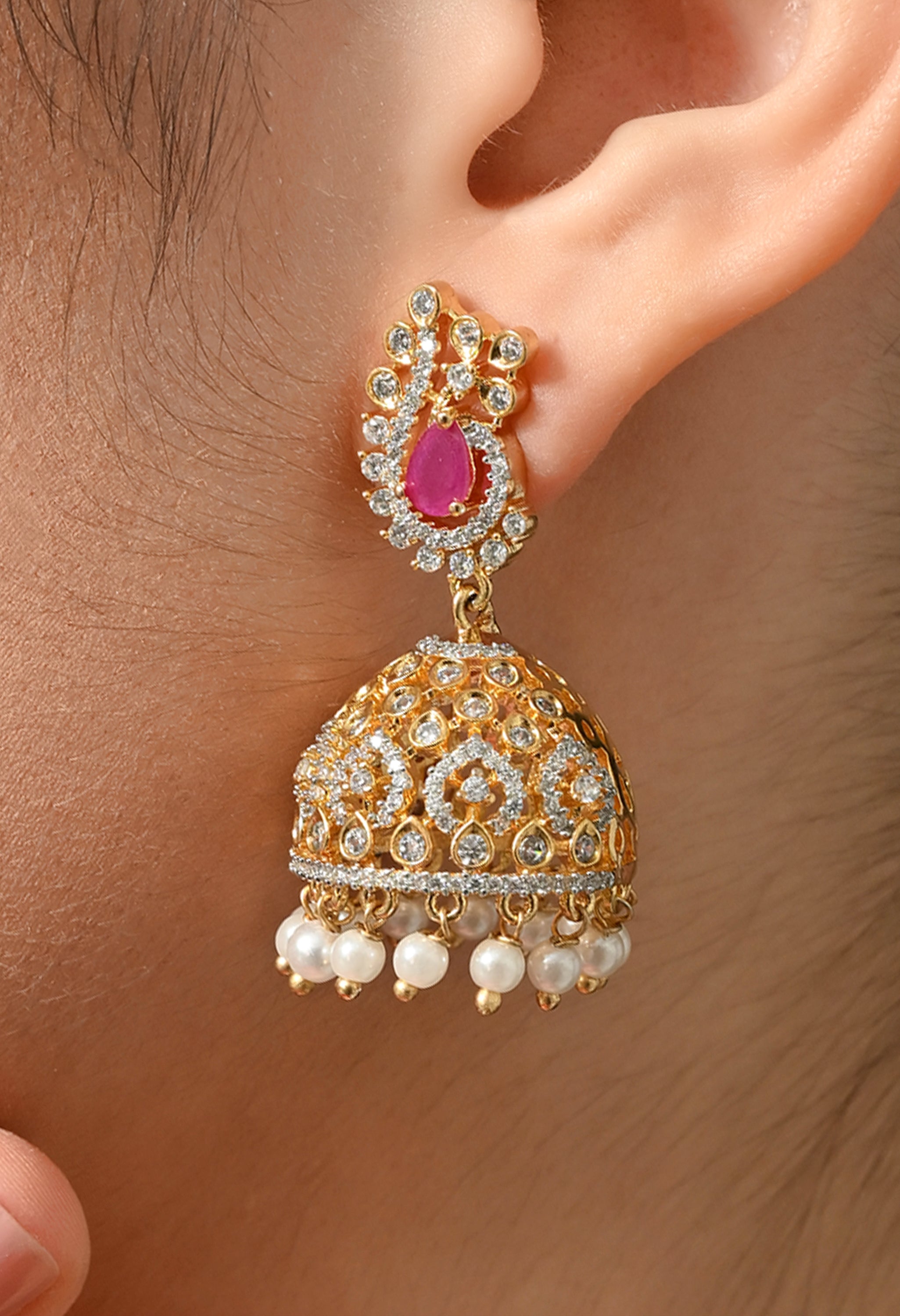 Graceful Charm Pearl Jhumkas