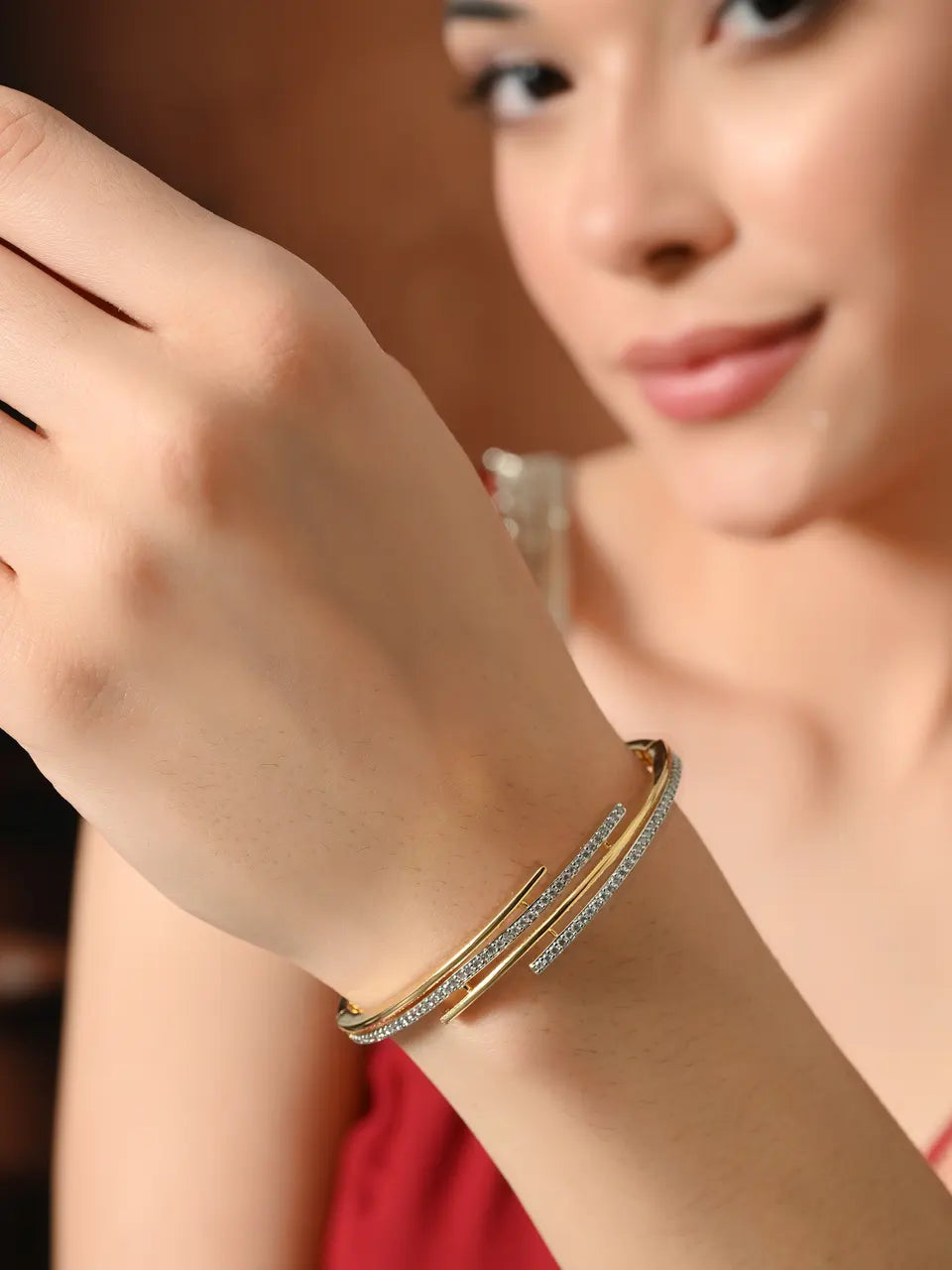 Elegant Sparkling Dual Lines Bracelet