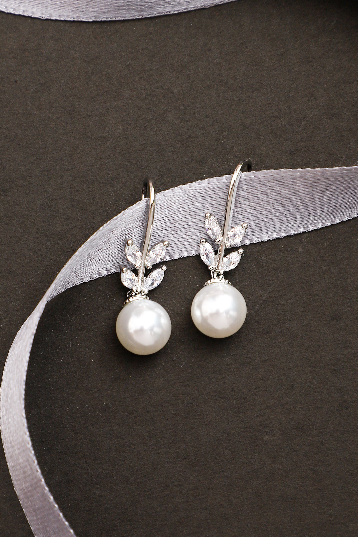 Leaf & Pearl Shepherd Hook Back Earrings