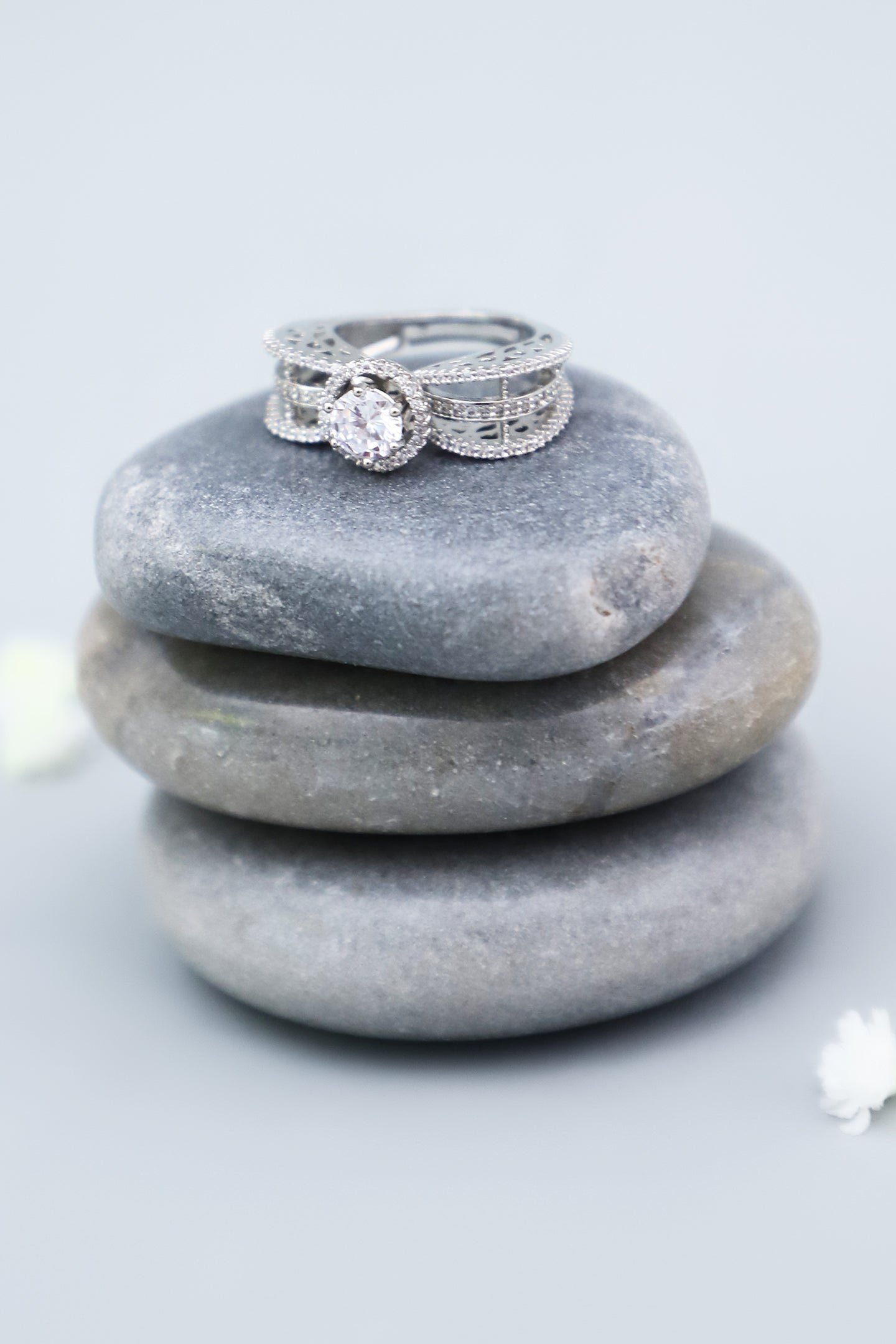 Ahana Silver-plated Ring with Zirconia Stones