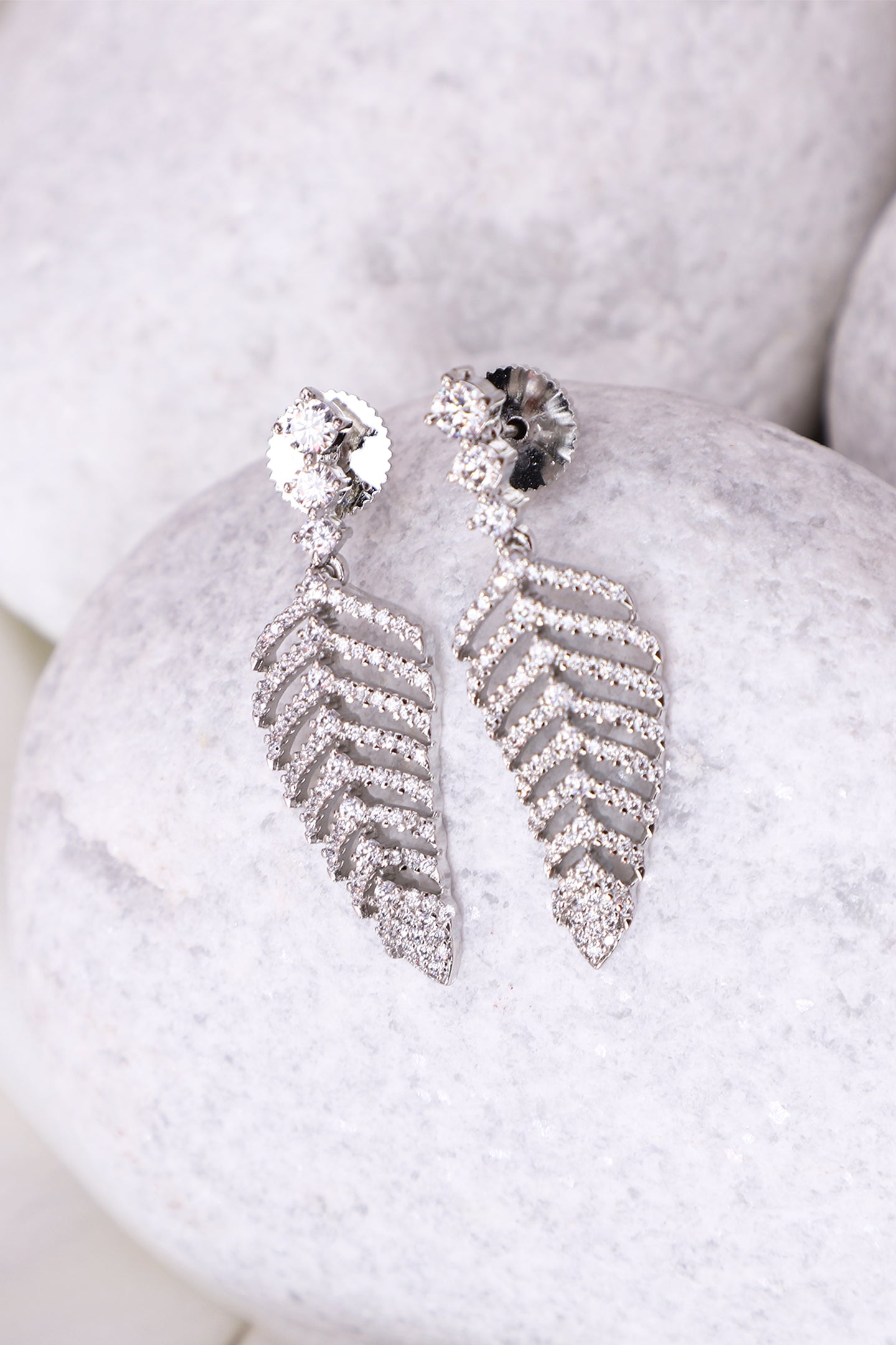 Silver Leaf Teardrop Earrings