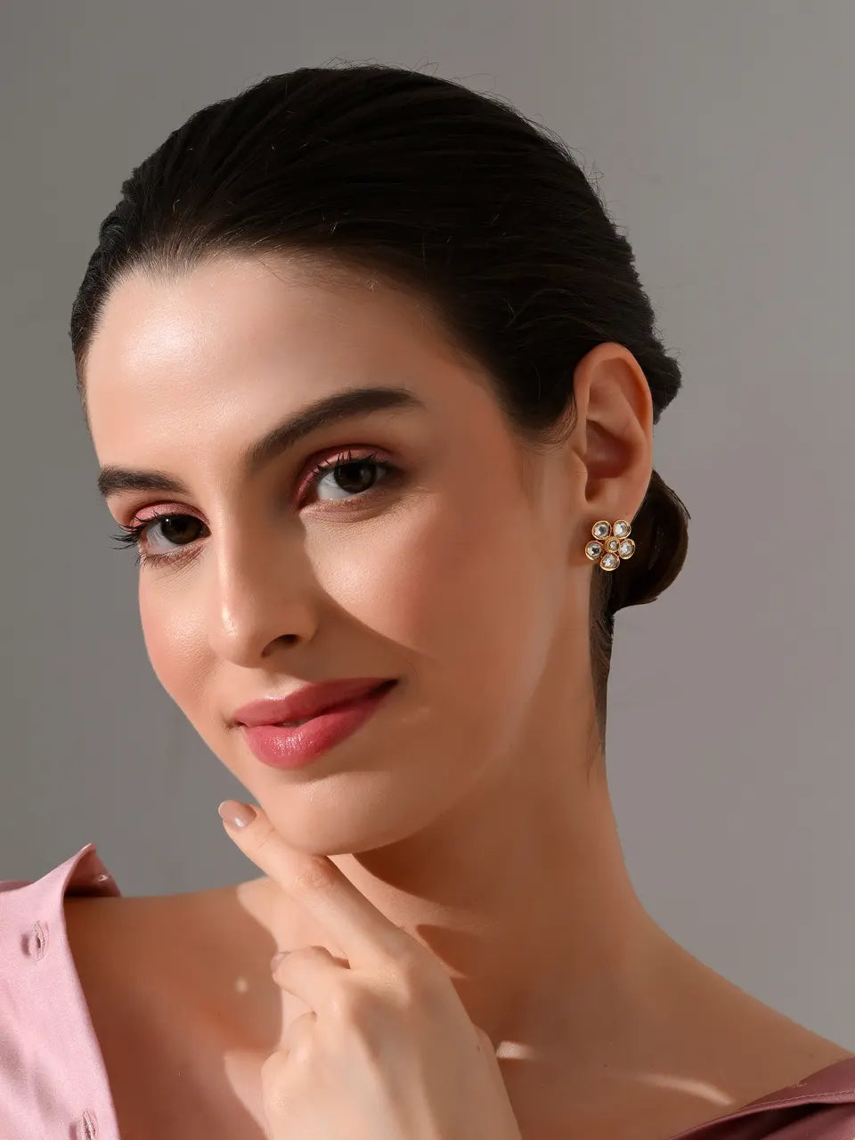 Crystal Bloom Kundan Stud Earrings