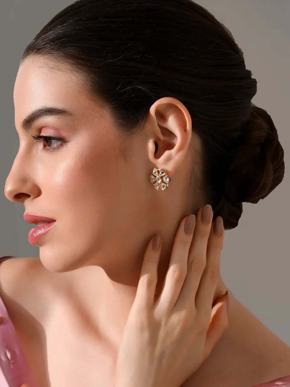 Radiant Petal Kundan Stud Earrings