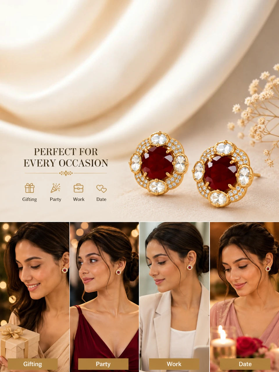 Ruby Red Stone Aura Studs
