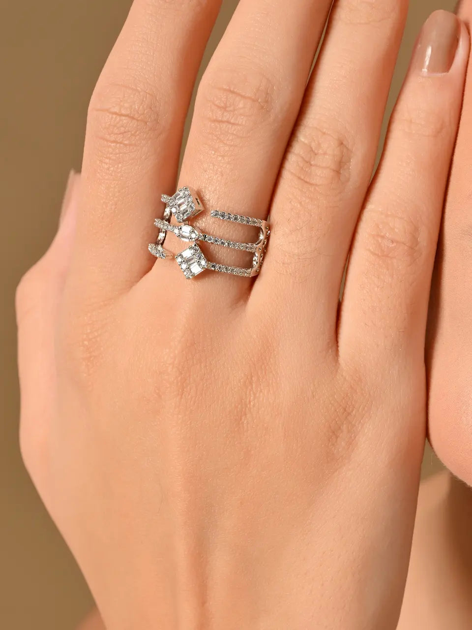 Shimmering Elegance Triple Gem Ring