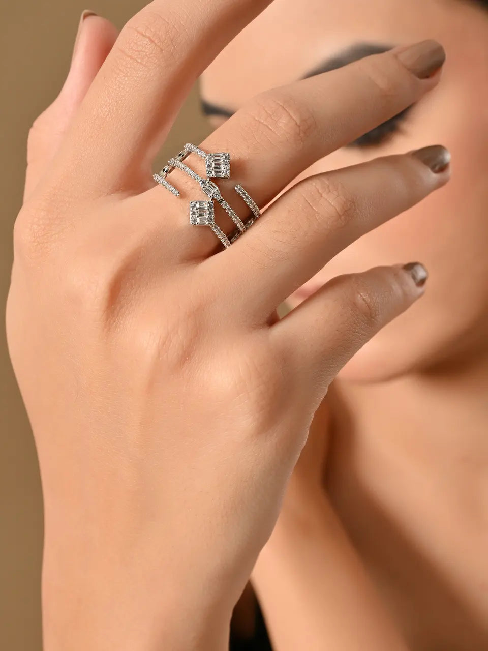 Shimmering Elegance Triple Gem Ring