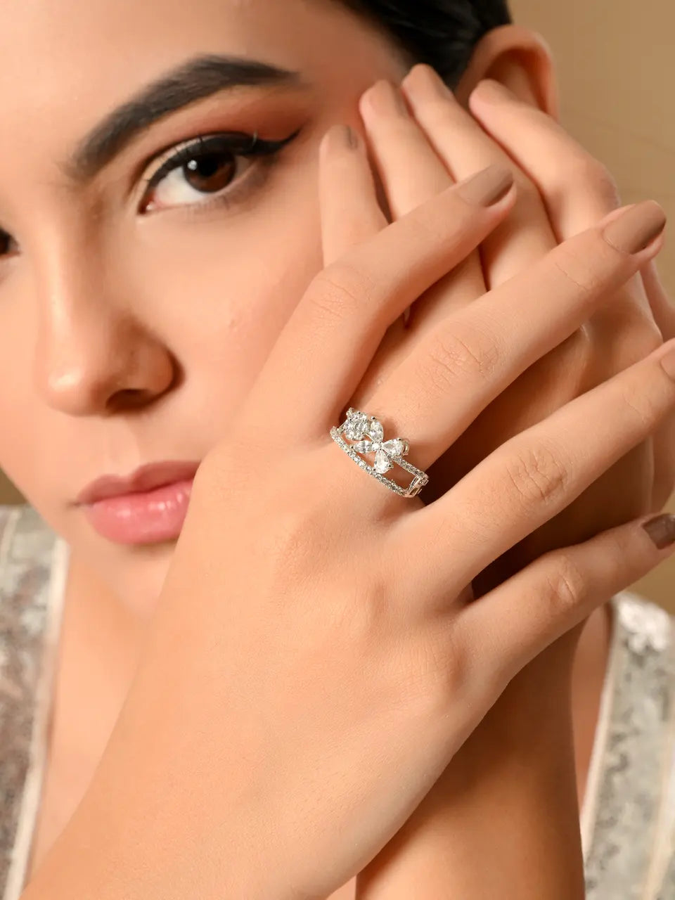 Sparkling Silver Royal Butterfly Ring