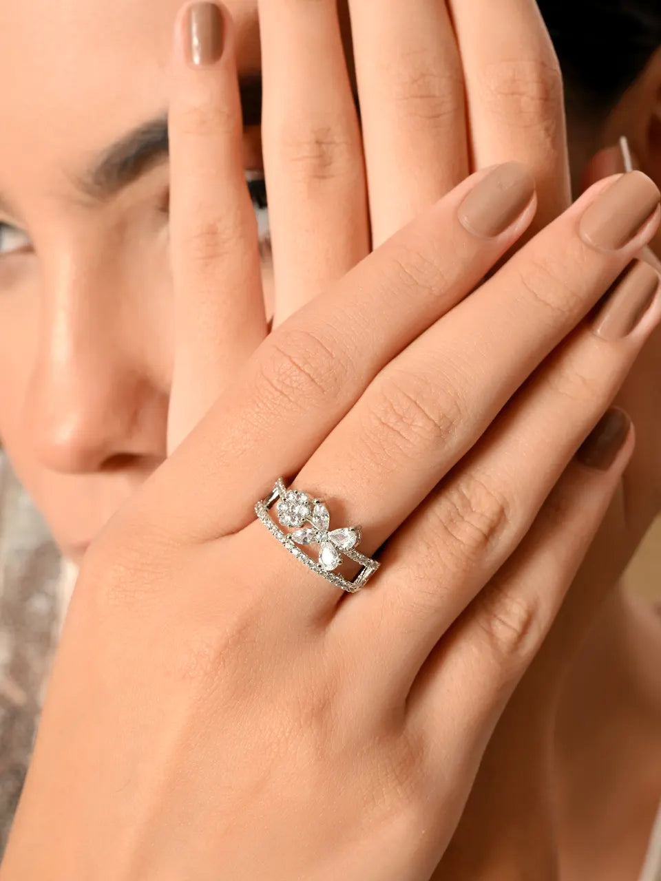 Sparkling Silver Royal Butterfly Ring
