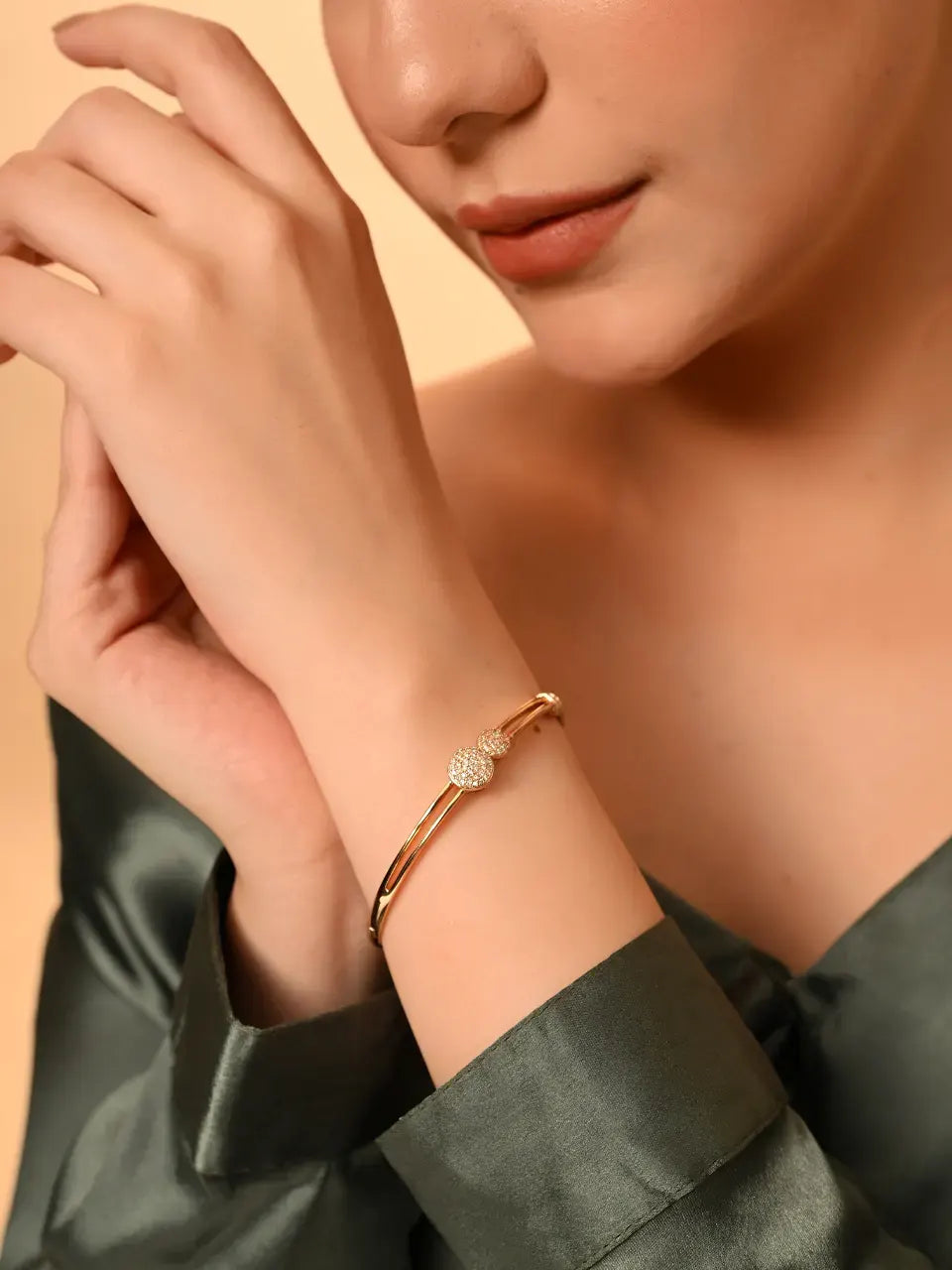 Golden Dual Sparkle Cuff Bracelet