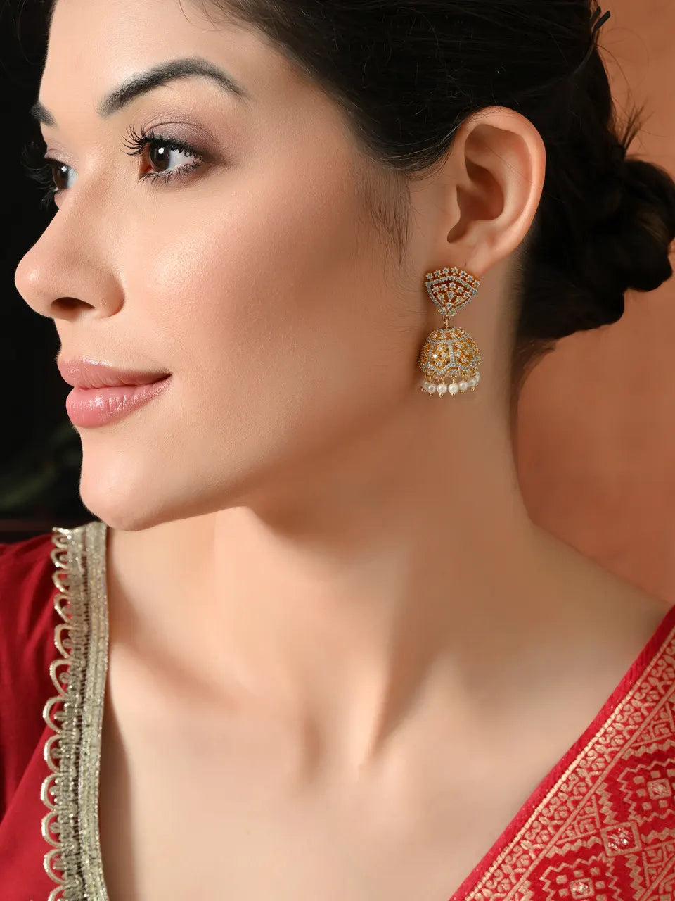 Royal Glow Golden Jhumka Earrings