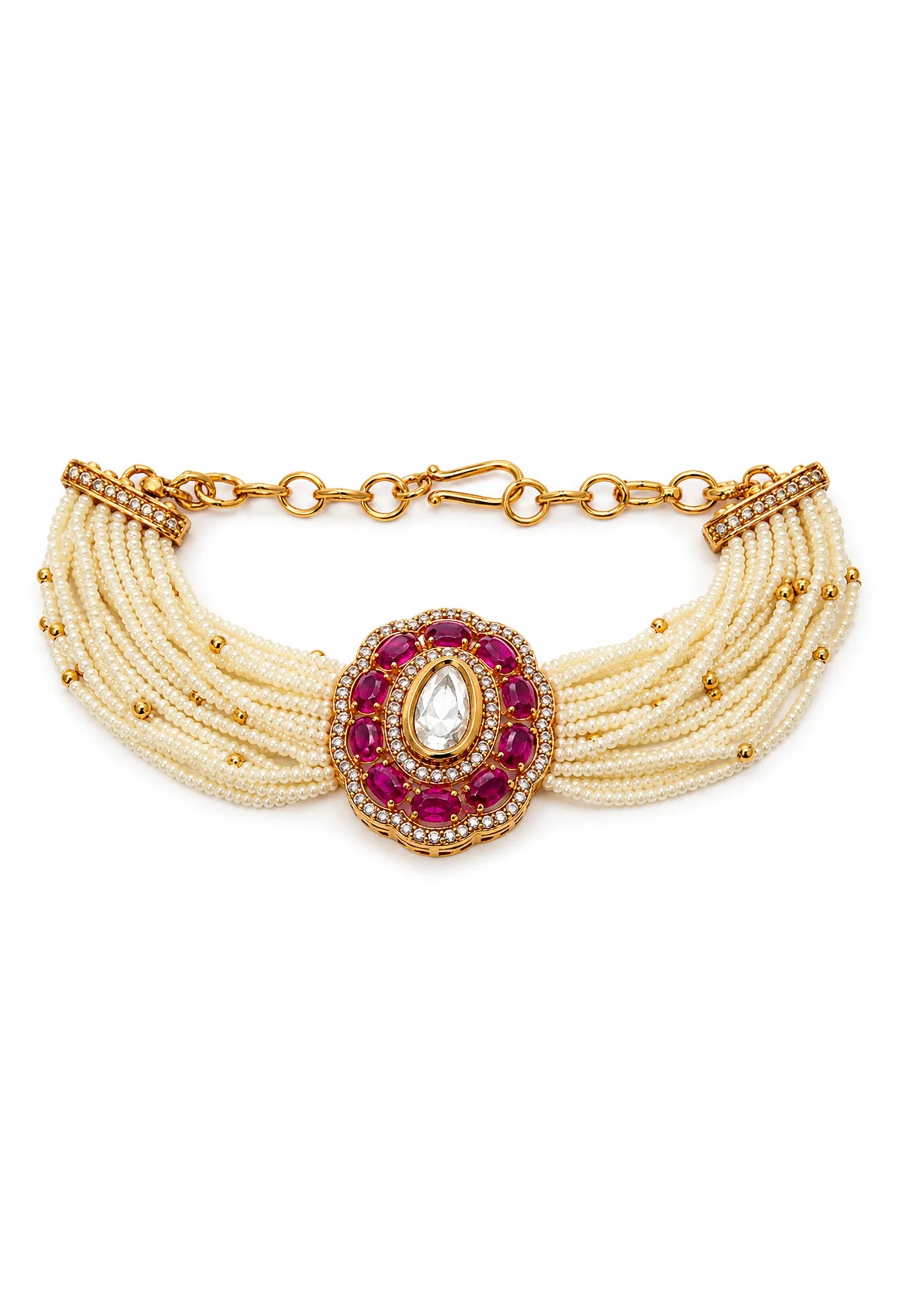 Pearl Bloom Ruby Charm Bracelet