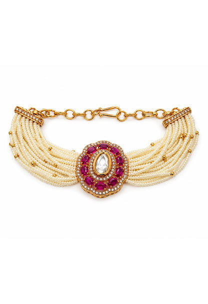 Pearl Bloom Ruby Charm Bracelet