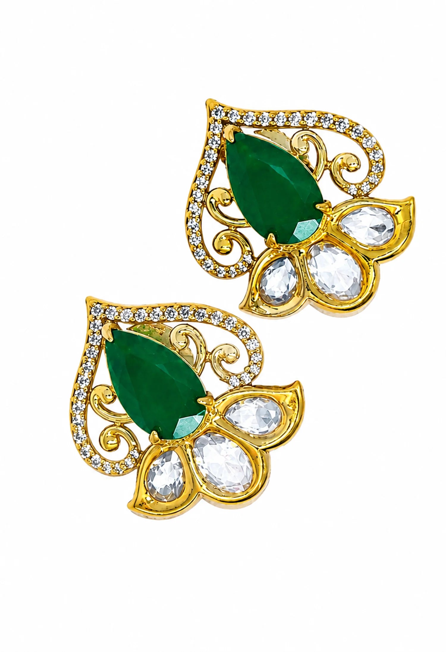 Emerald Heart Bloom Studs
