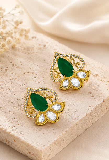 Emerald Heart Bloom Studs