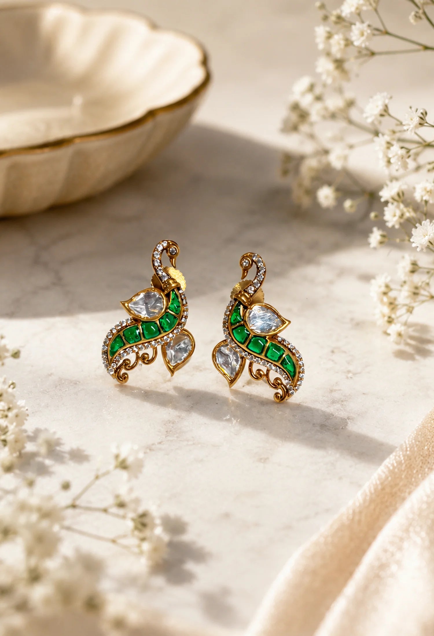 Emerald Swan Grace Earrings