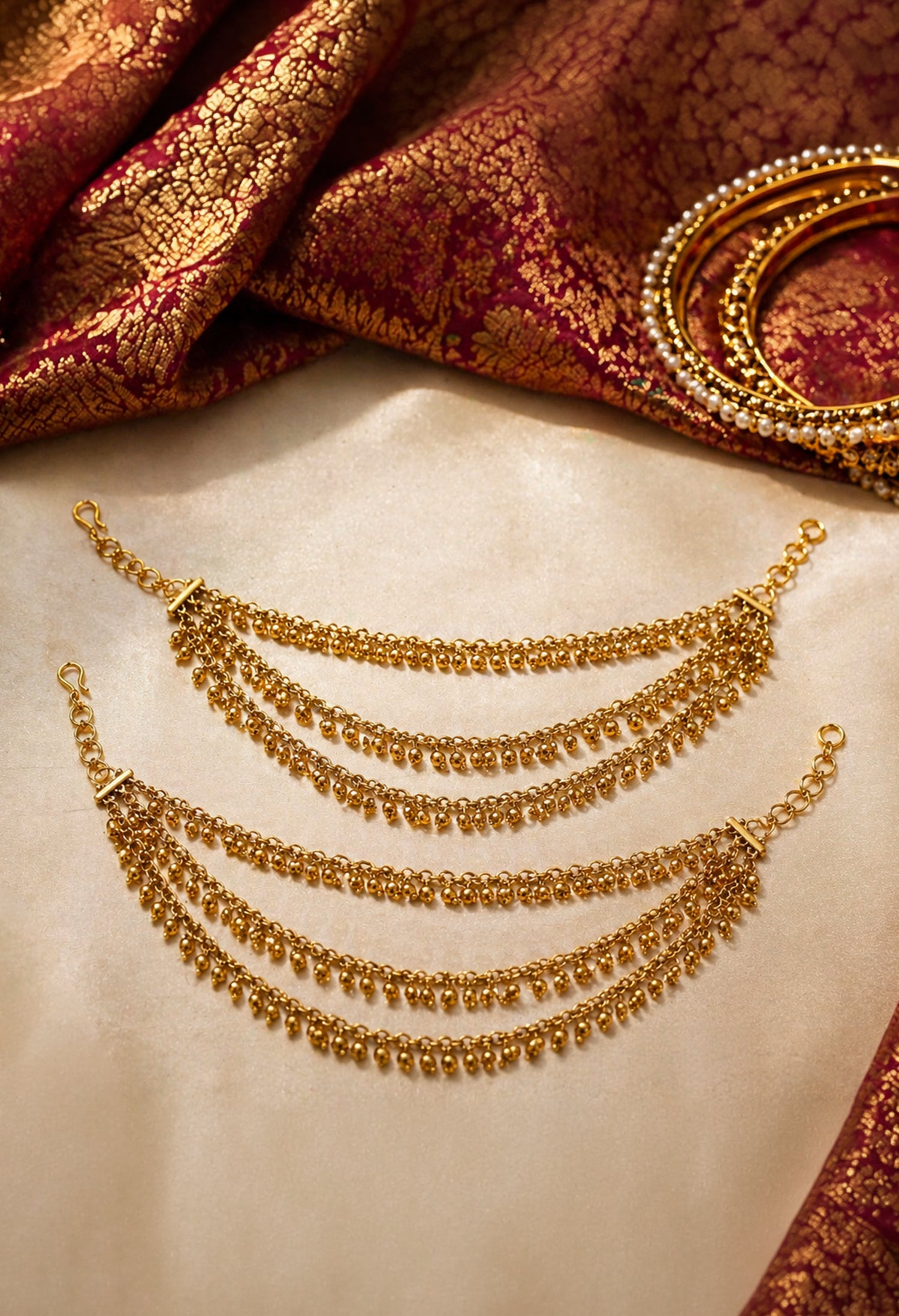 Golden Cascade Ear Chain