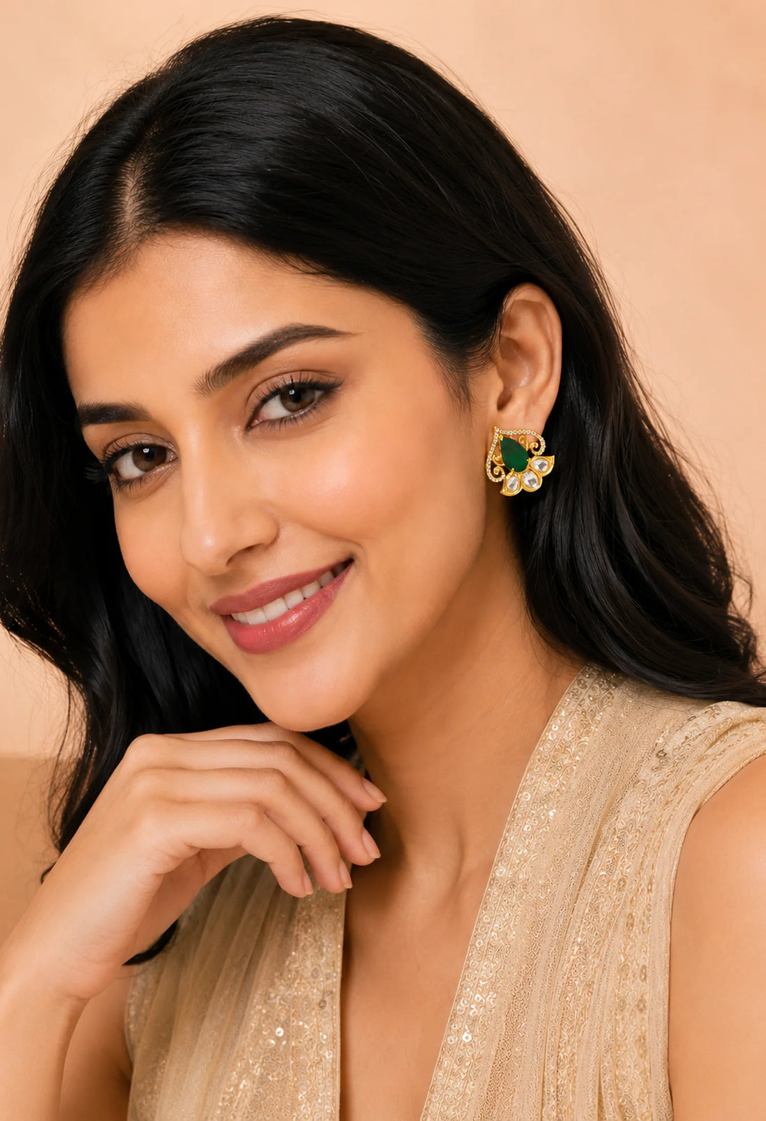 Emerald Heart Bloom Studs