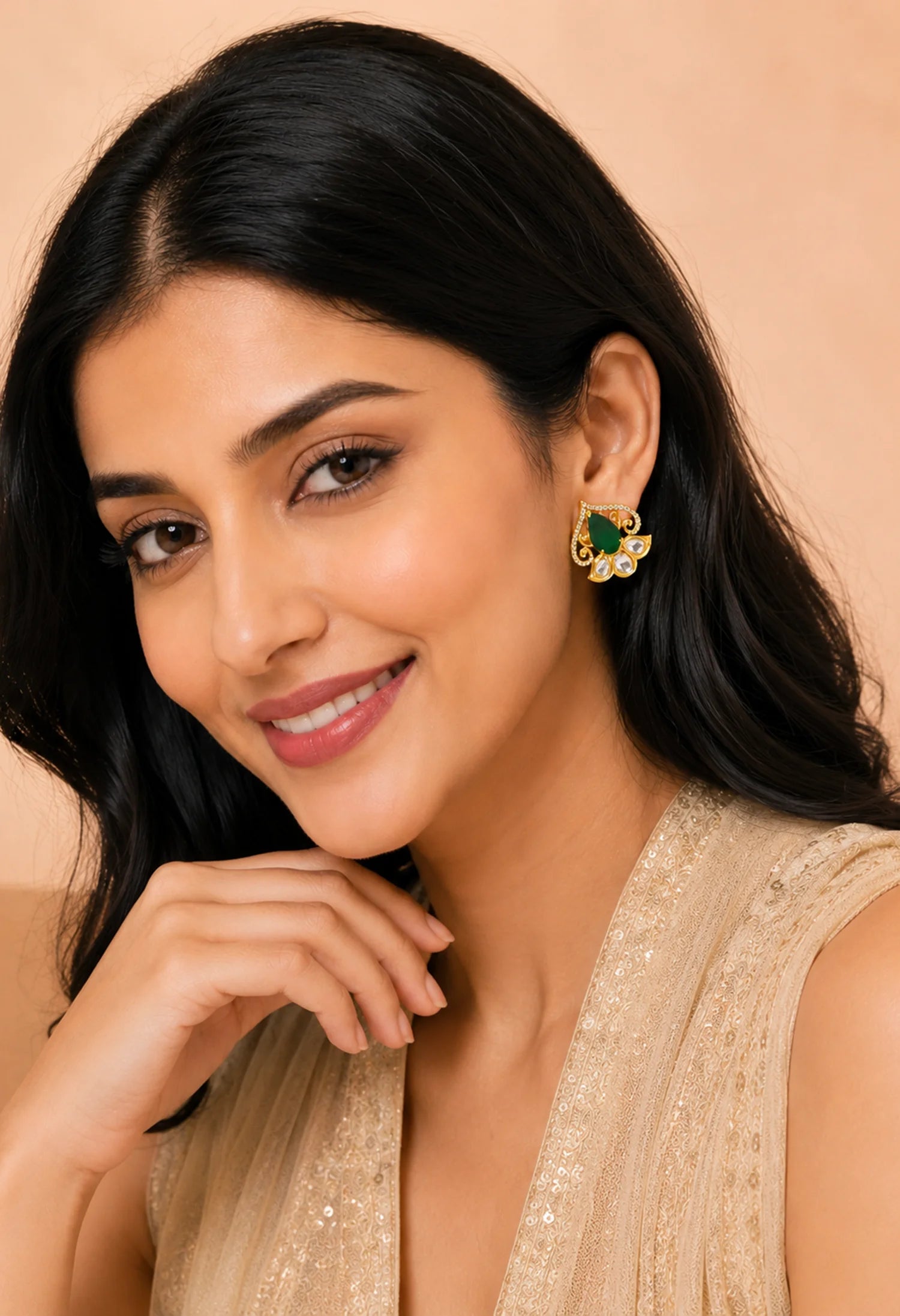 Emerald Heart Bloom Studs