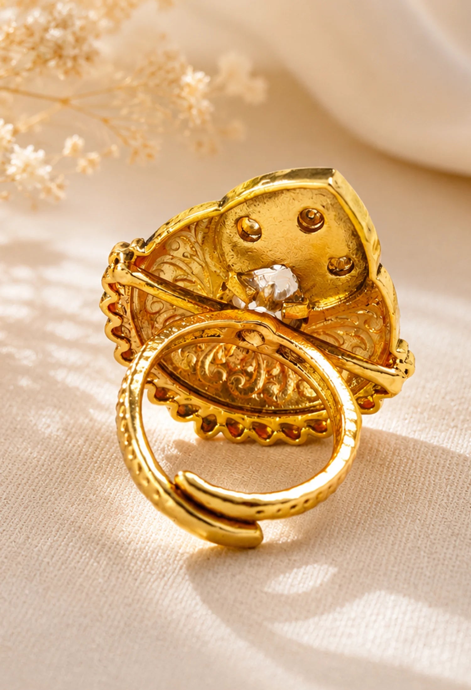 Sunleaf Crystal Adjustable Ring