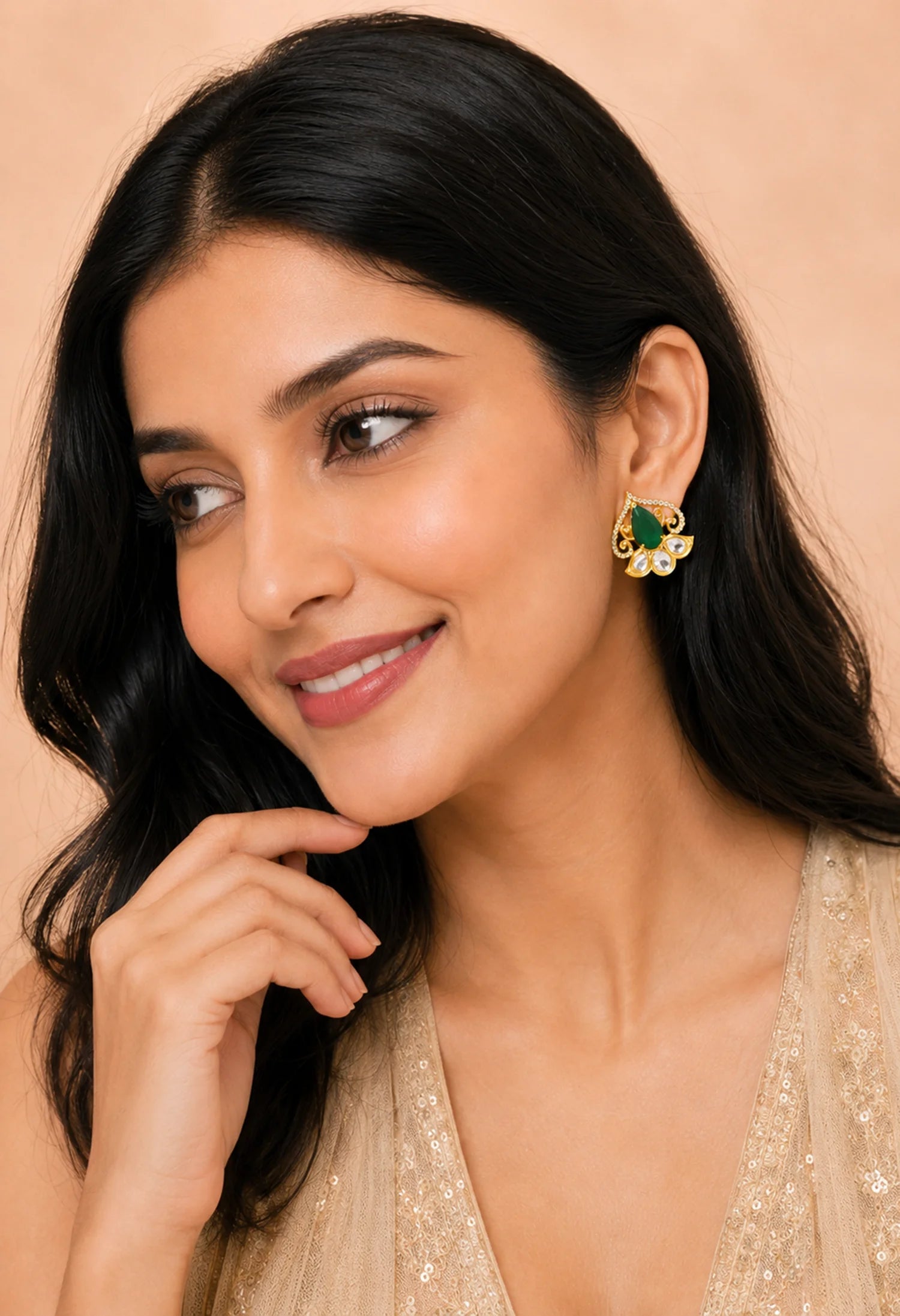 Emerald Heart Bloom Studs