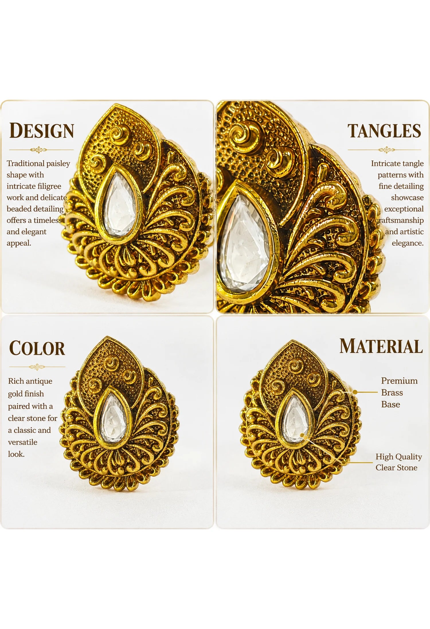 Sunleaf Crystal Adjustable Ring