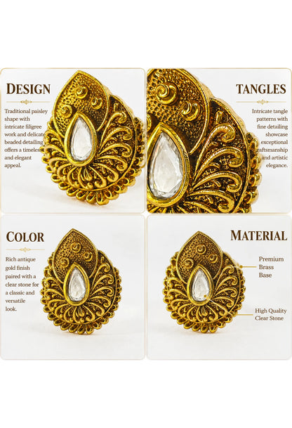 Sunleaf Crystal Adjustable Ring