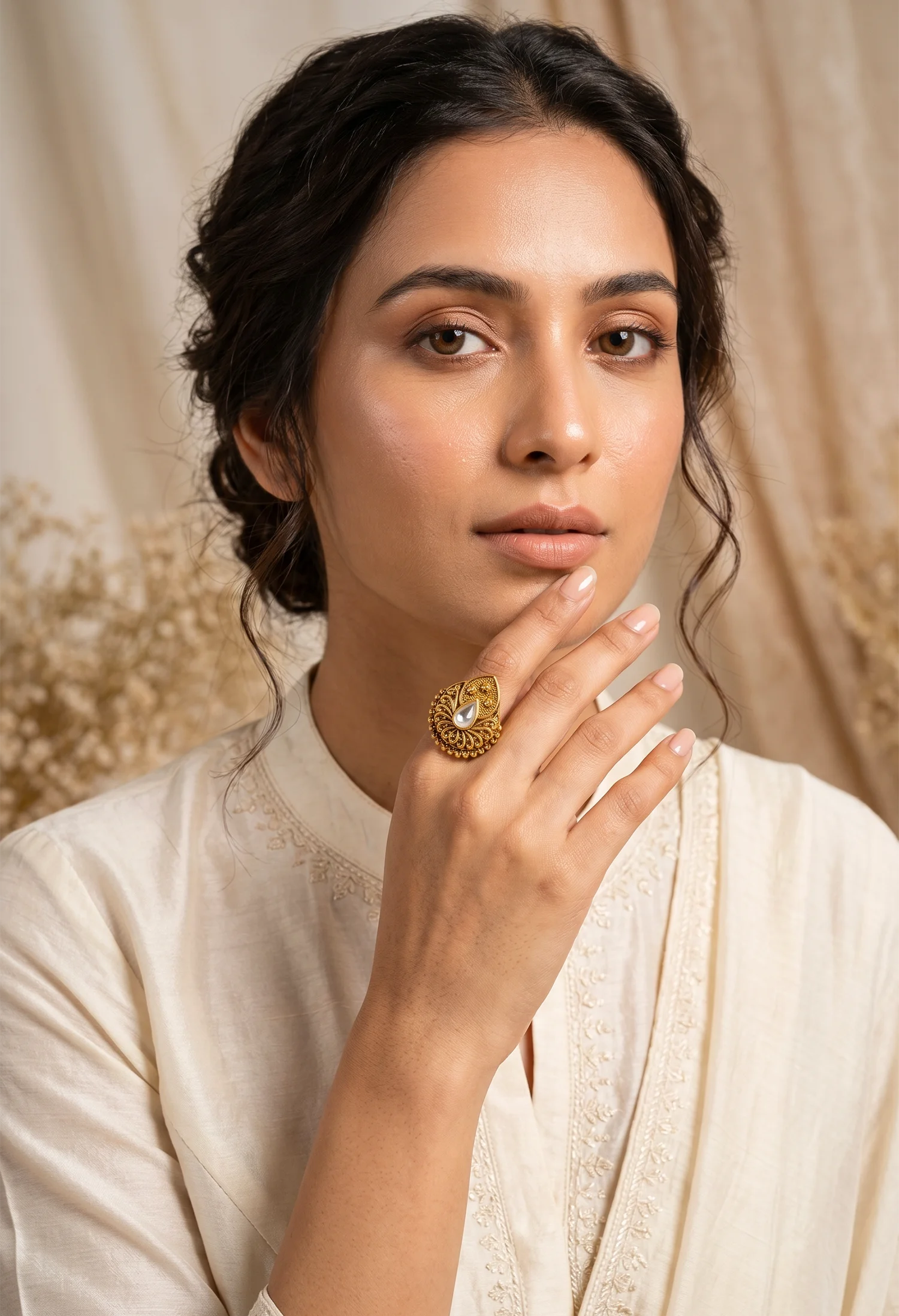 Sunleaf Crystal Adjustable Ring