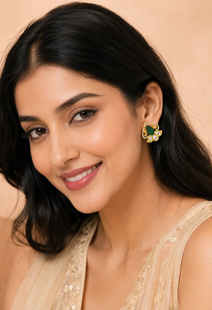 Emerald Heart Bloom Studs