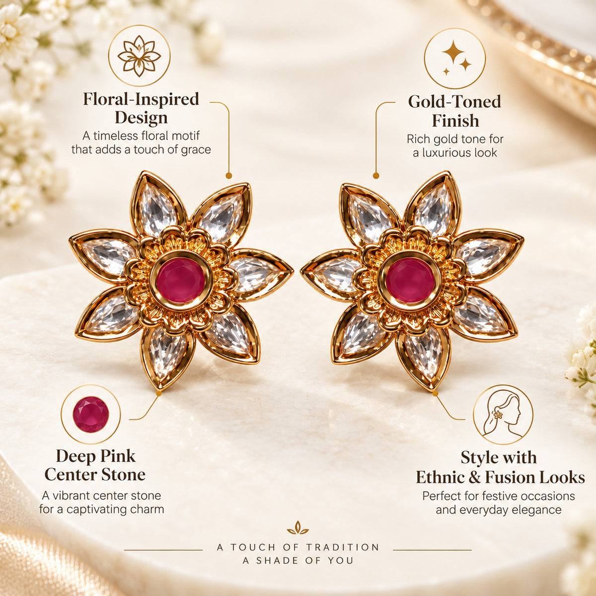 Ruby Bloom Stud Earrings