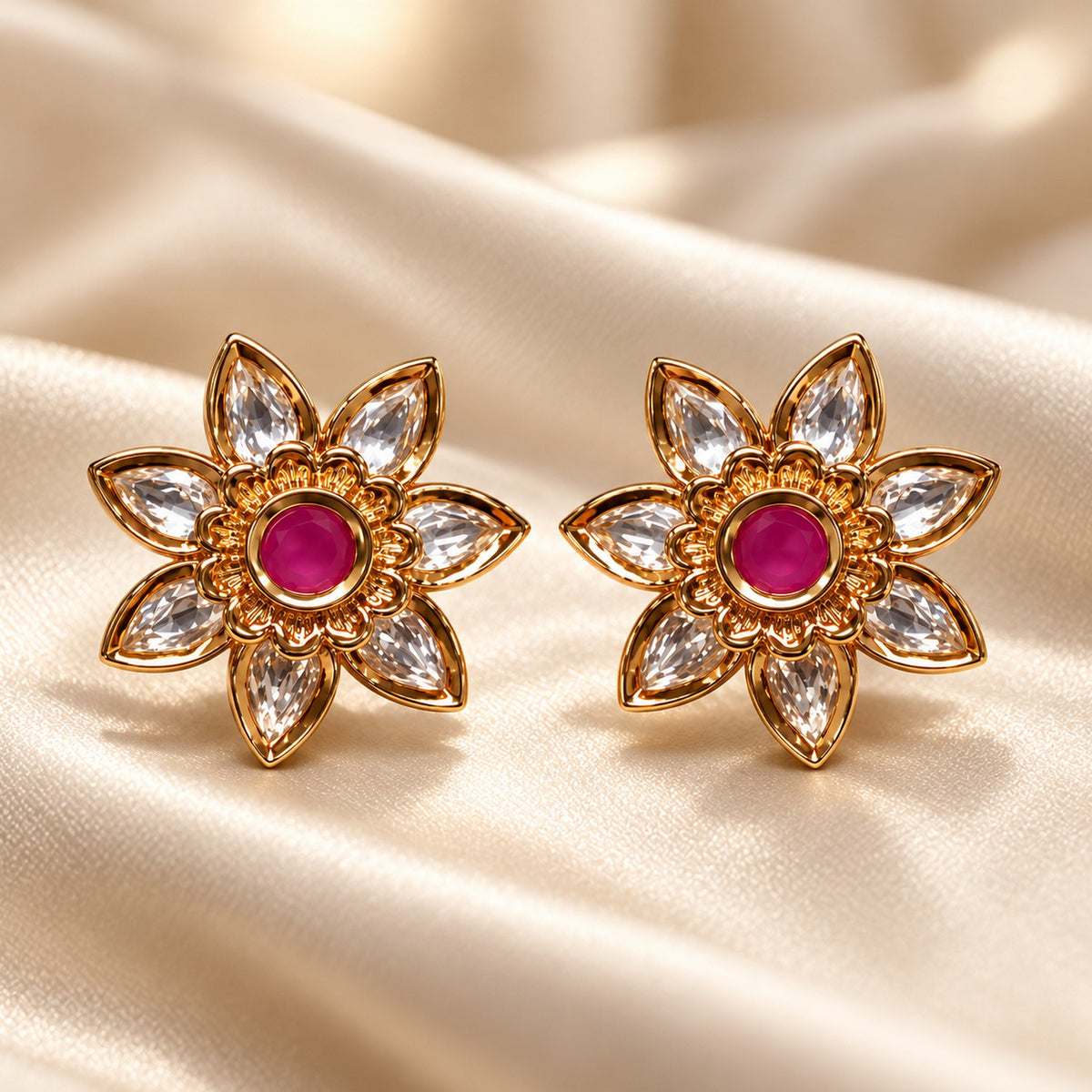 Ruby Bloom Stud Earrings
