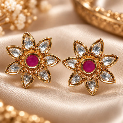 Ruby Bloom Stud Earrings