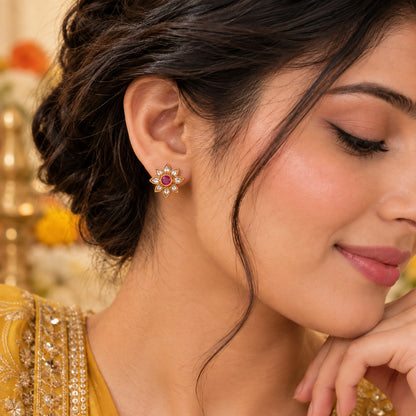 Ruby Bloom Stud Earrings