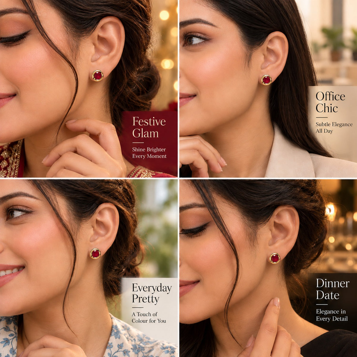 Crimson Halo Stud Earrings