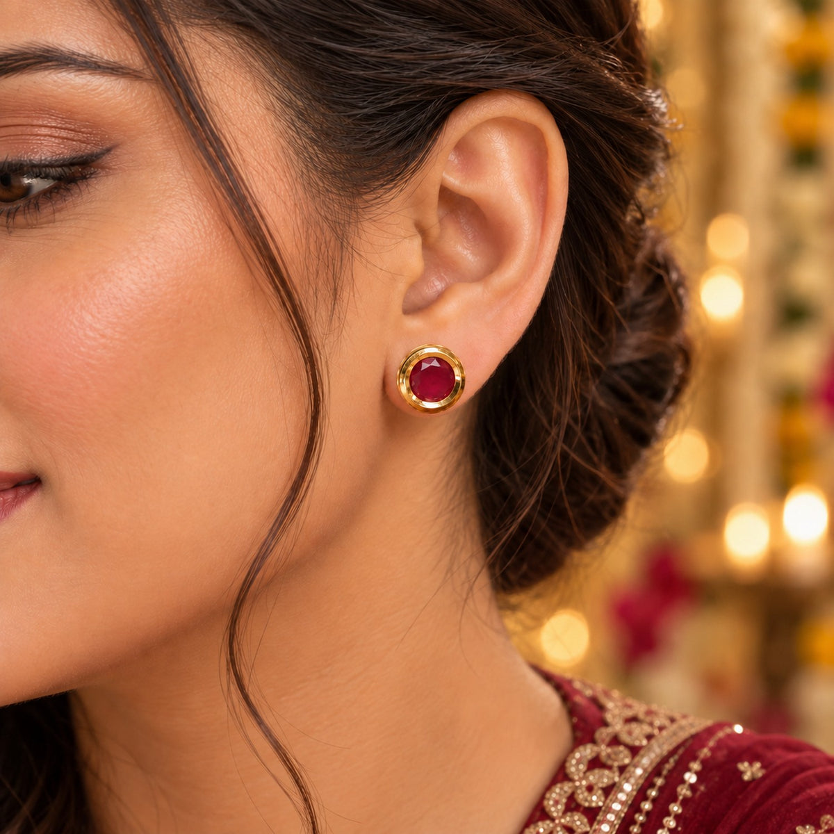 Crimson Halo Stud Earrings