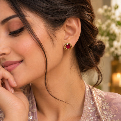 Crimson Halo Stud Earrings