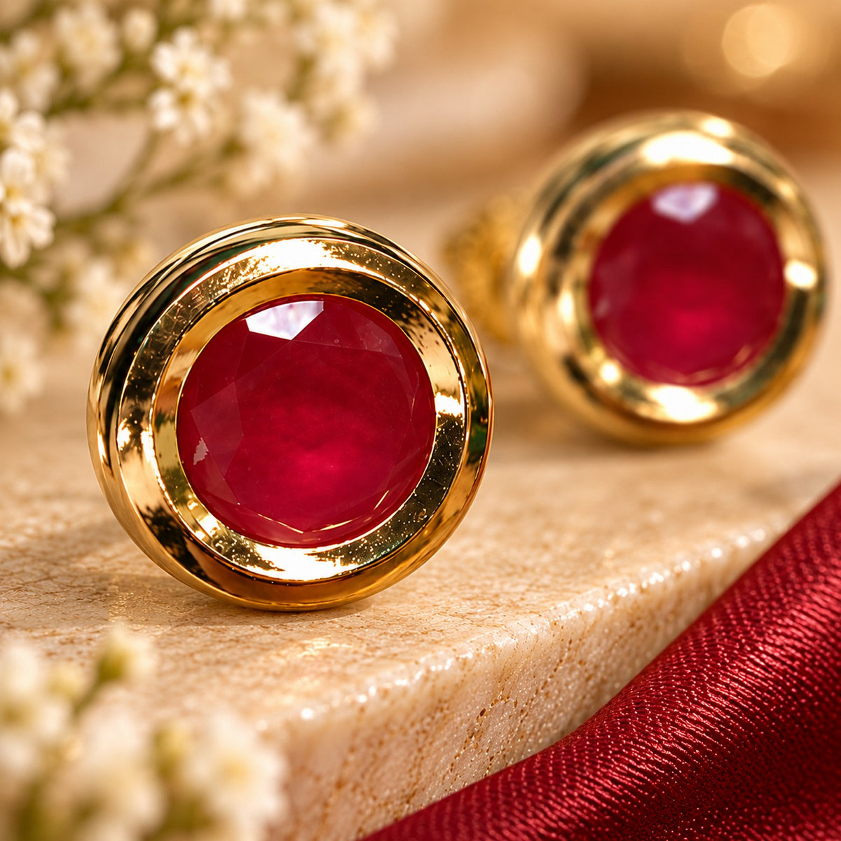 Crimson Halo Stud Earrings